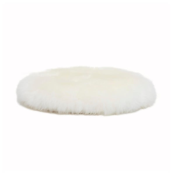 Biely sedák z ovčej kožušiny Native Natural Round, ⌀ 40 cm