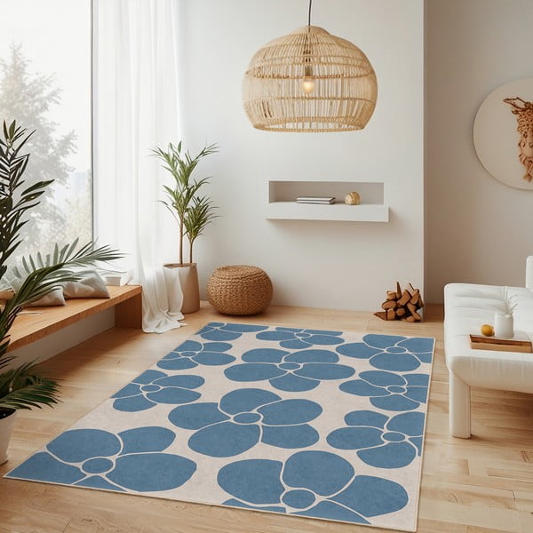 Modrý prateľný behúň 80x200 cm Blue Meadow – Mila Home-image-2
