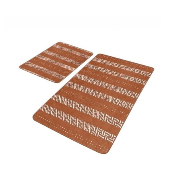 Hnedé zamatové kúpeľňové predložky v súprave 2 ks 60x100 cm – Mila Home