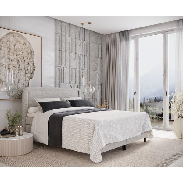 Svetlosivá boxspring posteľ 160x200 cm Dove – Maison de Rêve-image-1