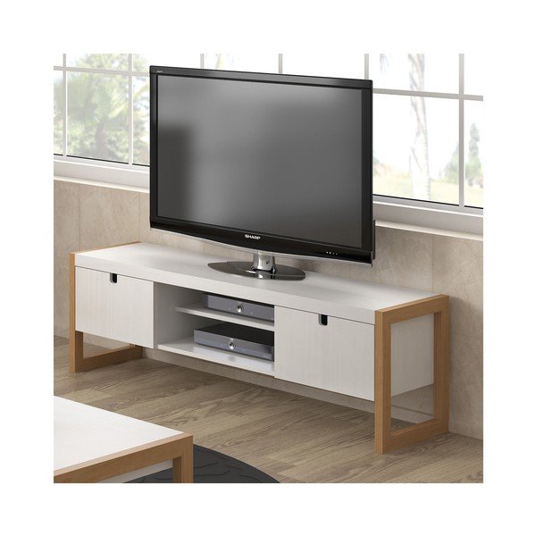 Biely televízny stolík Marckeric Square, 140 × 45 cm-image-3