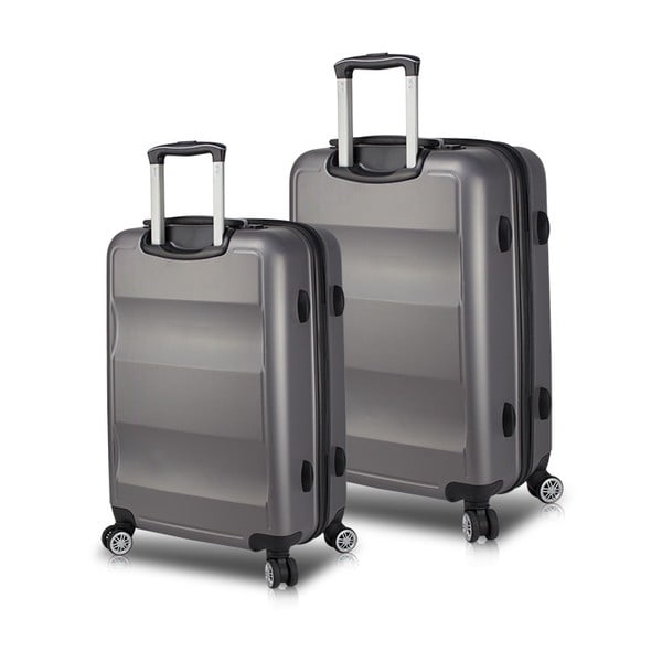 Sada 2 sivých cestovných kufrov na kolieskach s USB porty My Valice LASSO Cabin & Medium