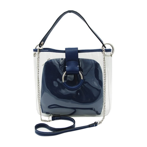 Modrá kabelka z pravej kože Andrea Cardone Transpa
