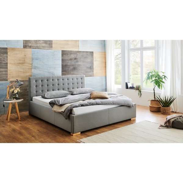 Svetlosivá čalúnená dvojlôžková posteľ bez roštu 180x200 cm Malia – Meise Möbel-image-1