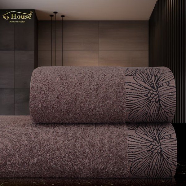 Hnedý froté bavlnený uterák 50x100 cm Valencia – My House-image-1