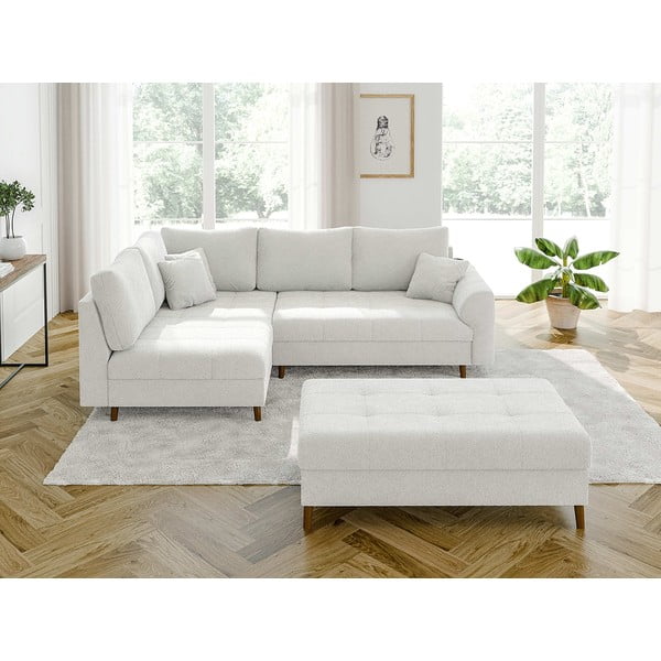 Biela podnožka z textílie buklé Ariella – Ropez-image-4