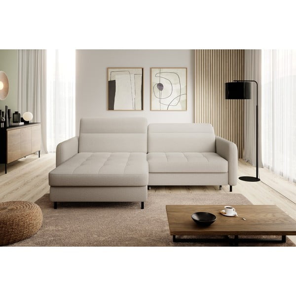 Béžová rozkladacia/s úložným priestorom rohová pohovka z textílie buklé (ľavý roh/s leňoškou) Gomsi – ELTAP-image-3