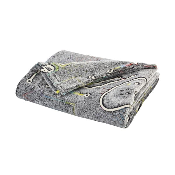 Sivá detská deka so svietiacim efektom z mikroplyšu 130x170 cm Game Over – Catherine Lansfield-image-2