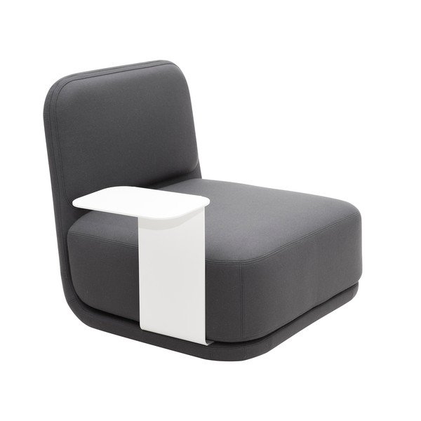 Tmavosivé kreslo s bielym kovovým stolíkom Softline Standby Medium + Side Table-image-2