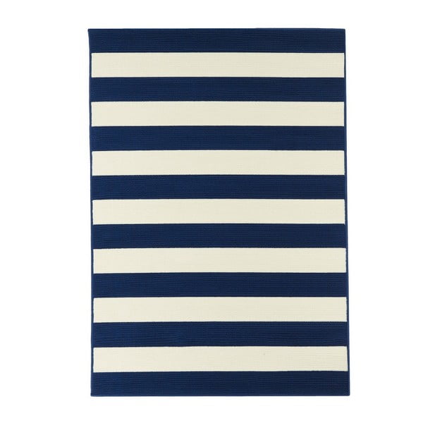 Modro-biely vonkajší koberec Floorita Stripes, 160 × 230 cm
