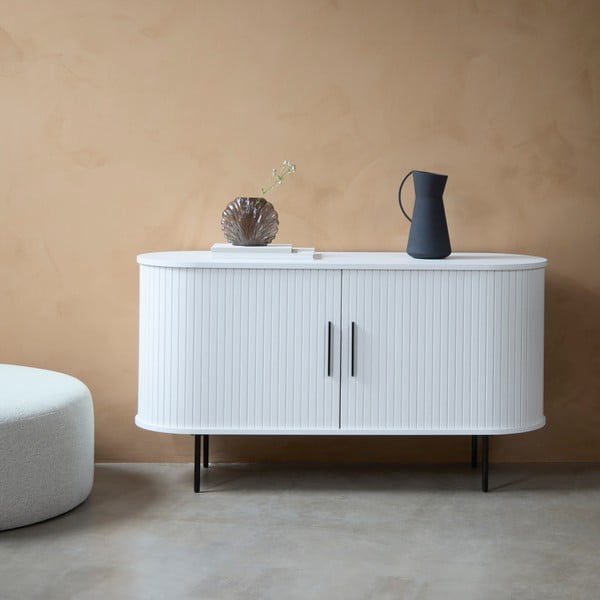 Biela komoda s posuvnými dverami 120x76x45 cm Nola – Unique Furniture-image-1