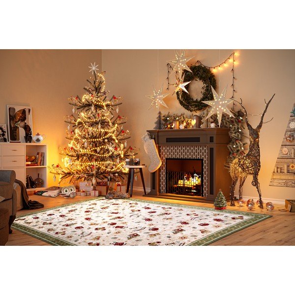 Zelený koberec s vianočným motívom s prímesou bavlny 160x230 cm Toy's Delight Green Christmas – Villeroy&Boch-image-1