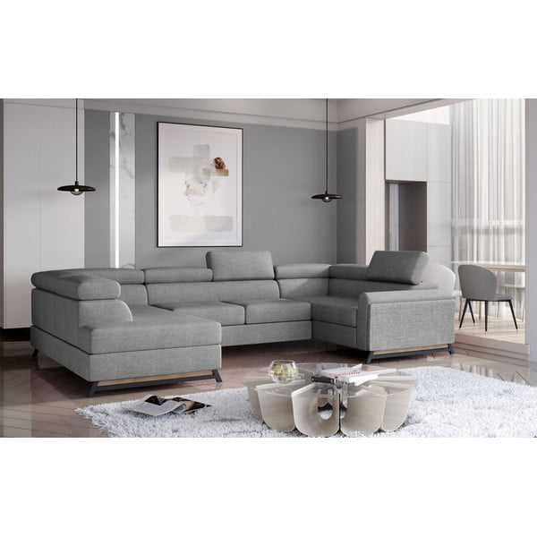 Svetlosivá rozkladacia/s úložným priestorom rohová pohovka (ľavý roh/do tvaru "U") Escada – ELTAP-image-1