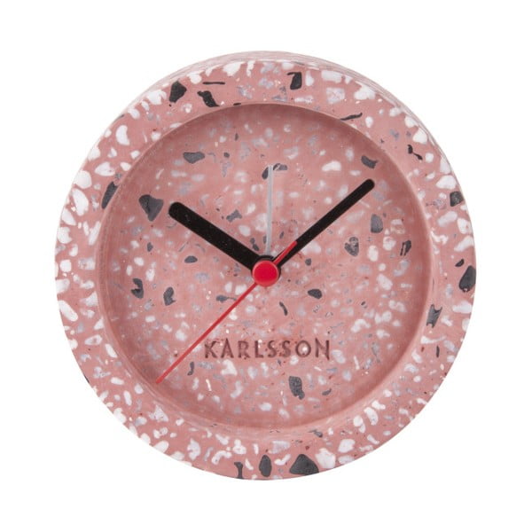 Ružové stolové hodiny s budíkom Karlsson Tom
