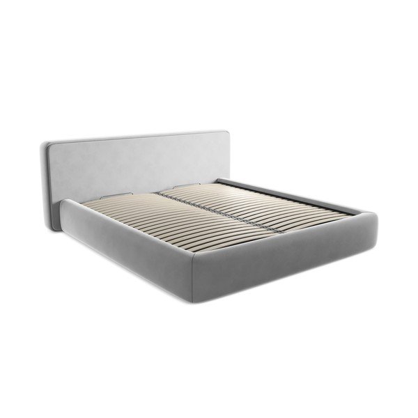 Sivá čalúnená dvojlôžková posteľ s úložným priestorom s roštom 180x200 cm Kiana – Makamii