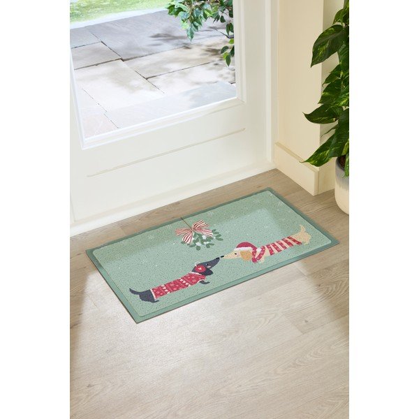 Rohožka s vianočným motívom z recyklovaného plastu 40x70 cm Christmas Sausage Dogs – Artsy Doormats-image-2