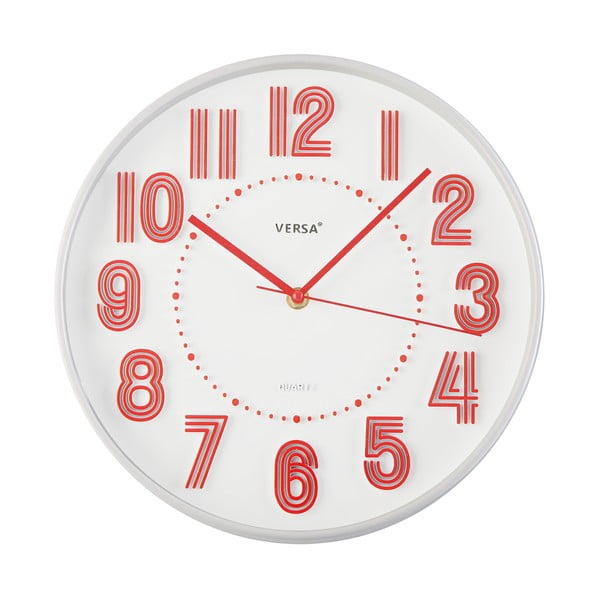 Červené nástenné hodiny Versa Haily, ø 30,5 cm