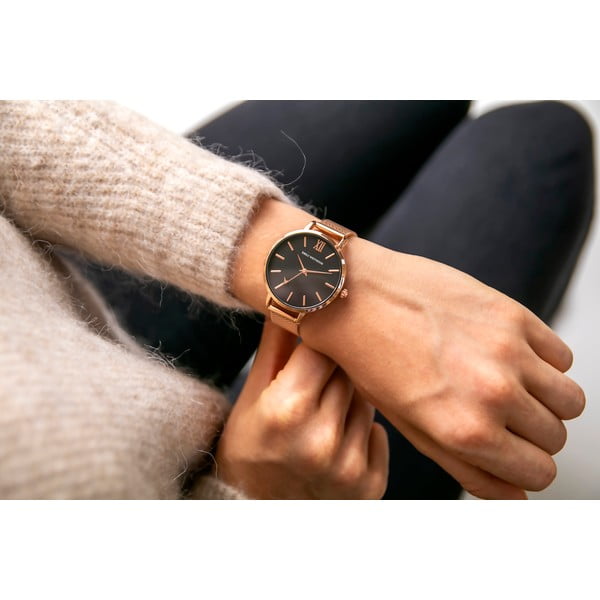 Dámske hodinky s remienkom z antikoro ocele vo farbe ružového zlata Emily Westwood Estrella-image-3