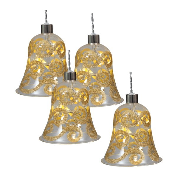 Sada 4 sklenených zvončekov so svetielkami Naeve Fairy Bells
