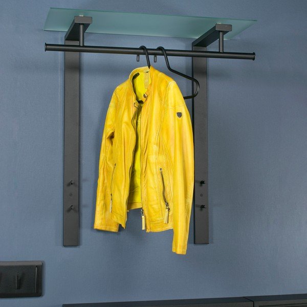 Čierny kovový nástenný vešiak s poličkou 80 cm Dutch – Spinder Design-image-3