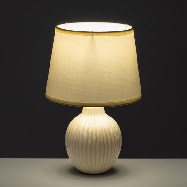 Krémová keramická stolová lampa s textilným tienidlom (výška 28 cm) – Casa Selección-image-1