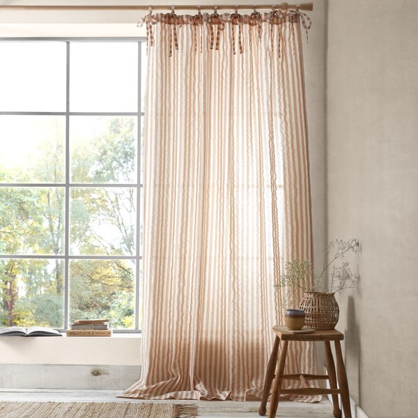 Záclona v terakotovej farbe 140x183 cm Zanzibar Stripe – Pineapple Elephant-image-1