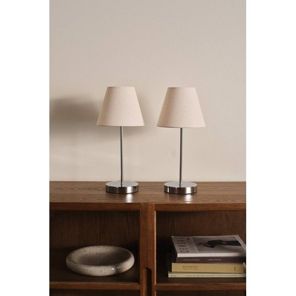 Béžová/v lesklej striebornej farbe látková stolová lampa (výška  39 cm) Lasse – Jotex-image-2