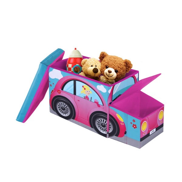 Detská taburetka s úložným priestorom Jocca Pink Car