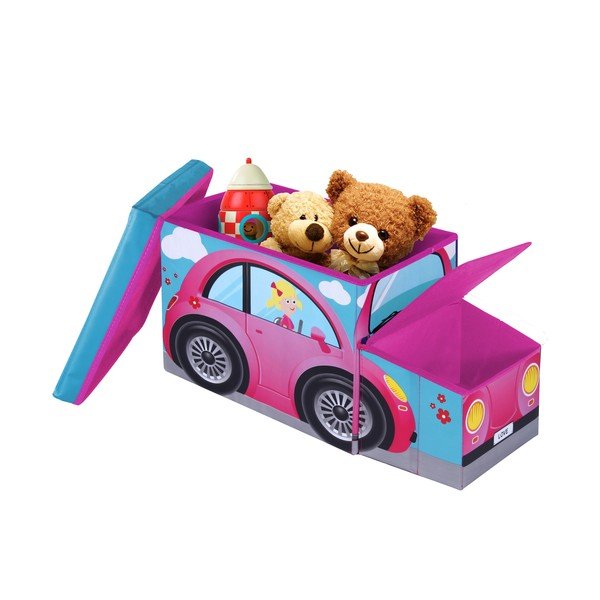 Detská taburetka s úložným priestorom Jocca Pink Car