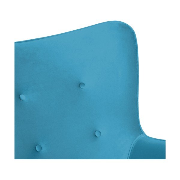 Akvamarínovomodré kreslo a podnožka s podnožou v prírodnej farbe Vivonita Cora Velvet-image-4