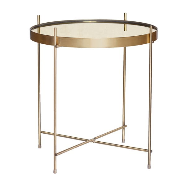 Odkladací stolík zlatej farby so zrkadlovou doskou Hübsch Dorotea, ø 43 cm