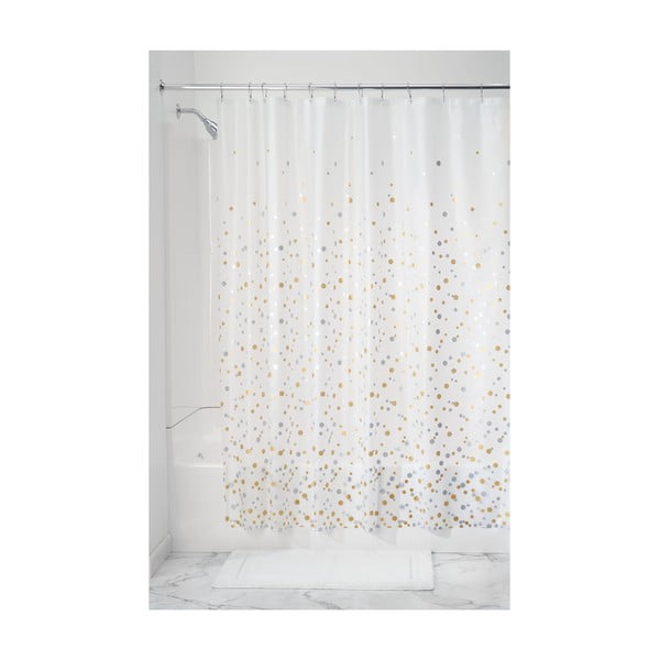 Priehľadný sprchový záves iDesign Confetti, 183 x 183 cm
