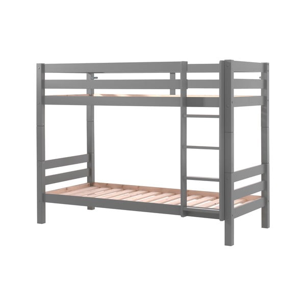 Sivá poschodová detská posteľ z borovicového dreva s úložným priestorom PINO – Vipack-image-2