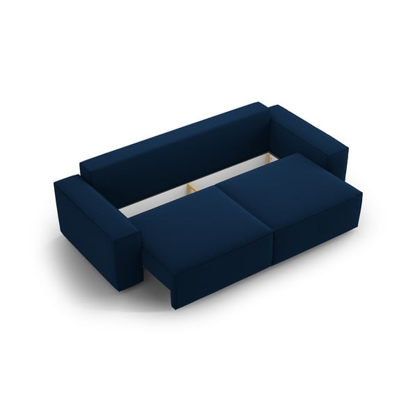 Tmavomodrá zamatová rozkladacia/s úložným priestorom pohovka 247 cm Jodie – Micadoni -image-3