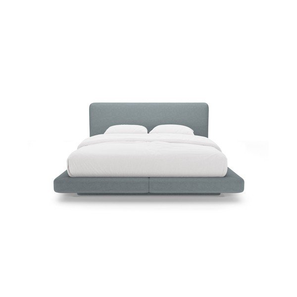 Svetlomodrá čalúnená dvojlôžková posteľ 200x200 cm Linea – Micadoni -image-3