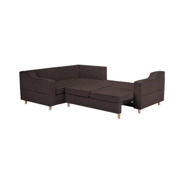 Tmavohnedá rozkladacia štvormiestna pohovka Mazzini Sofas Jonquille, ľavý roh-image-2
