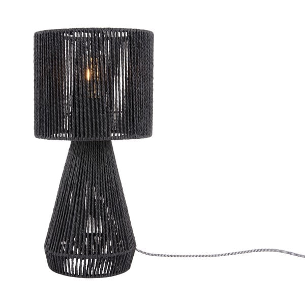 Čierna stolová lampa s tienidlom z papierového výpletu (výška 40 cm) Forma Cone – Leitmotiv