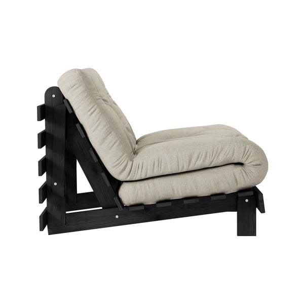 Rozkladacie kreslo s ľanovým poťahom Karup Design Roots Black/Linen-image-4