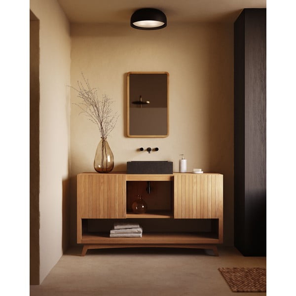 Nízka skrinka pod umývadlo z teakového dreva v prírodnej farbe 140x80 cm Kuveni – Kave Home-image-3