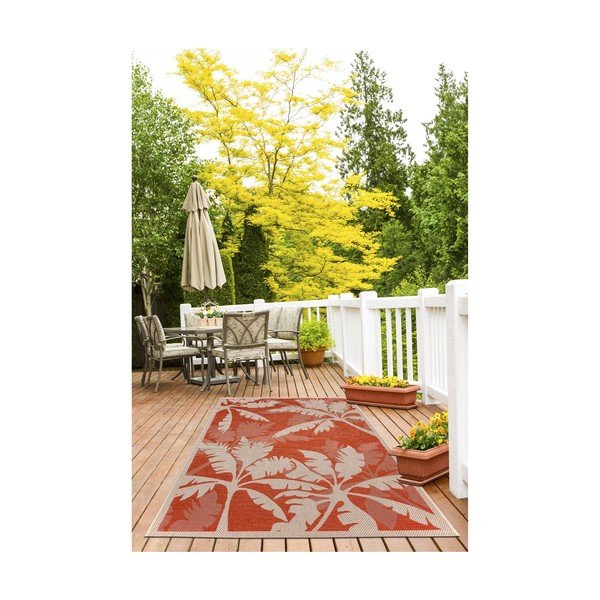 Oranžovo-béžový vonkajší koberec Floorita Palms Orange, 135 x 190 cm-image-4