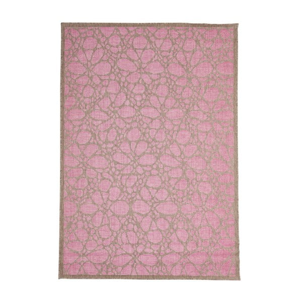 Ružový vonkajší koberec Floorita Fiore, 135 × 190 cm