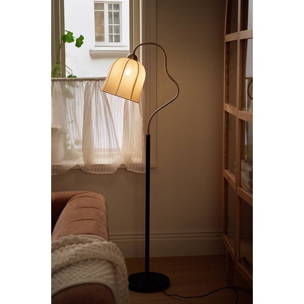 Biela/čierna látková stojacia lampa (výška  150 cm) Bell – Ellos Home-image-1