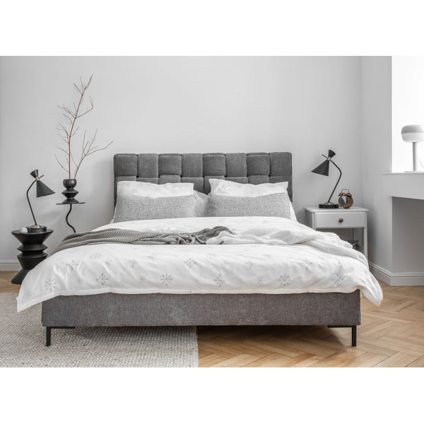 Sivá čalúnená dvojlôžková posteľ s roštom 140x200 cm Eve – Miuform-image-1