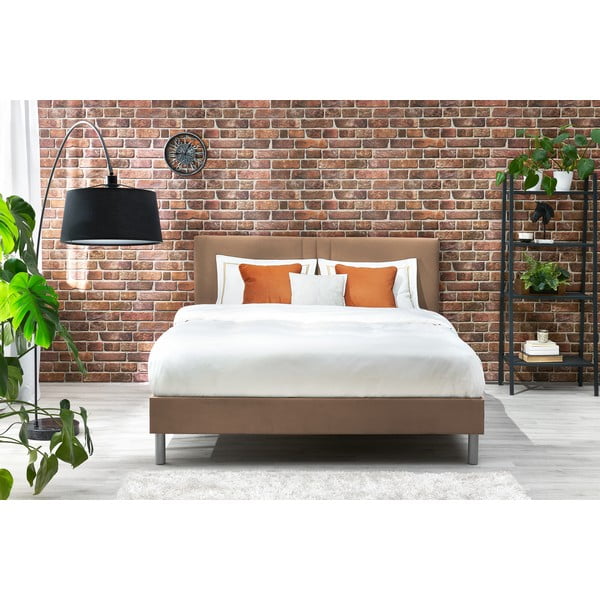 Svetlohnedá čalúnená dvojlôžková posteľ s roštom 180x200 cm Kerry - Bobochic Paris-image-3