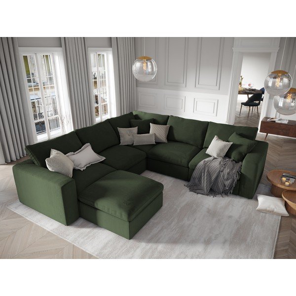 Tmavozelená obojstranná rohová časť modulárnej menčestrovej pohovky Windsor & Co Sofas Galaxy-image-4