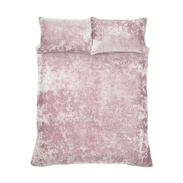 Ružové zamatové predĺžené obliečky na dvojlôžko 230x220 cm Crushed - Catherine Lansfield