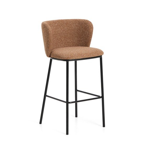 Čalúnená barová stolička v terakotovej farbe (výška sedadla 75 cm) Ciselia – Kave Home