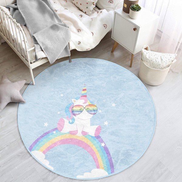 Svetlomodrý detský koberec ø 80 cm Comfort – Mila Home-image-1