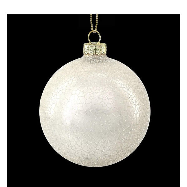 Sada 6 bielych sklenených vianočných ozdôb DecoKing Pearl