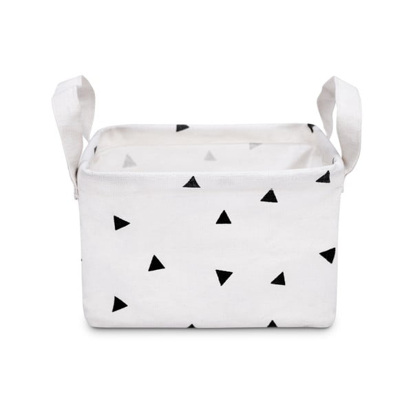 Biely úložný košík KICOTI Triangles, 20 × 16 cm